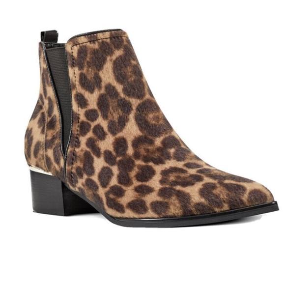 Nine West Harry Faux Calf Hair Chelsea Leopard Pointed Ankle Boots - BNWOB - Picture 2 of 15